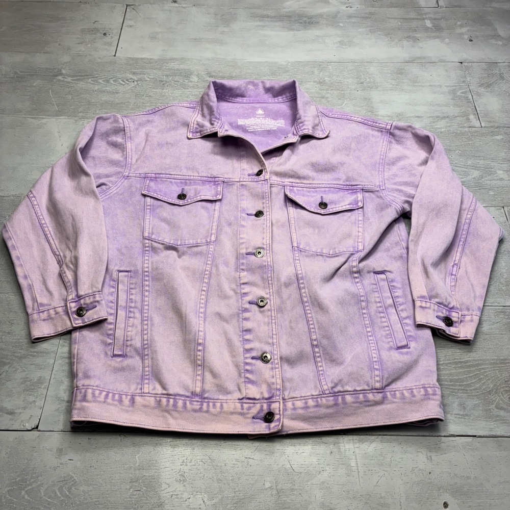 Disney Princess Tiana Denim Jacket Large Purple Acid Wash Spirit Jersey Trucker
